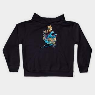 Cat Riding Shark Whiskered Discovery Kids Hoodie